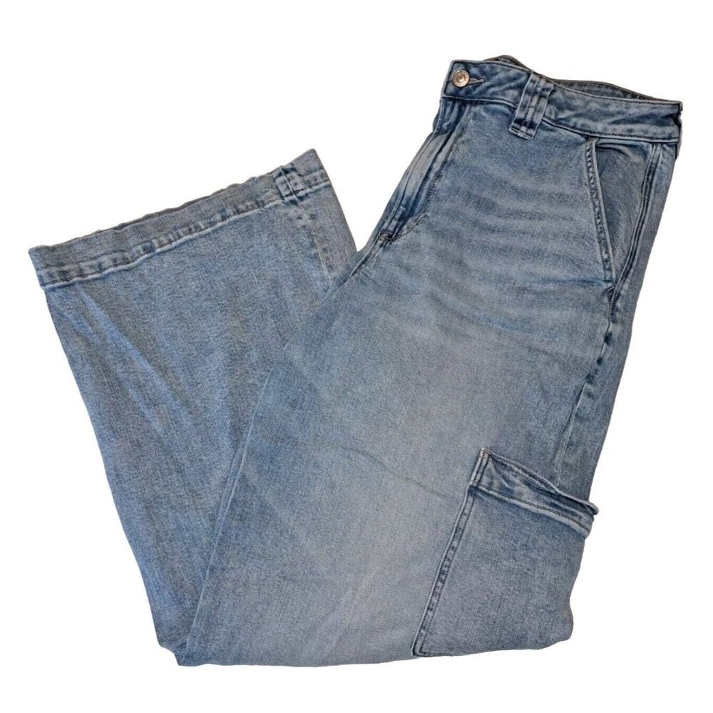 American Eagle Womens Size 14 Blue Baggy Wide Leg Jeans 34x30